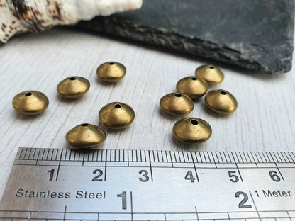 9.5 x 5.5mm Antique Brass Saucer Beads | 10 Pcs