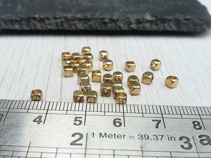 3mm Raw Brass Cube Beads | Geometric Beads | 30Pcs