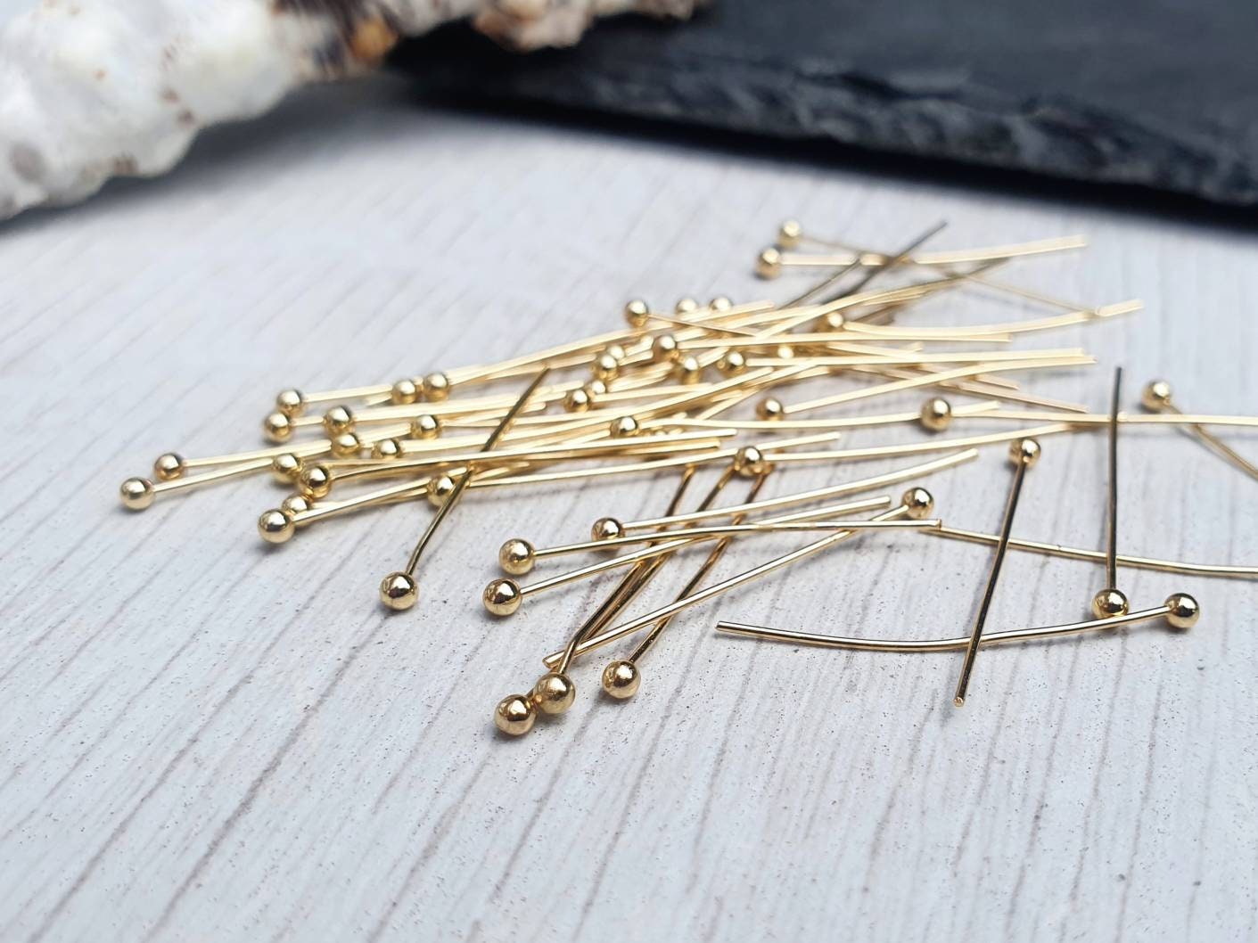 24g 18K Gold Plated Ball Head Pins | 1" Head Pins | 50 Pieces
