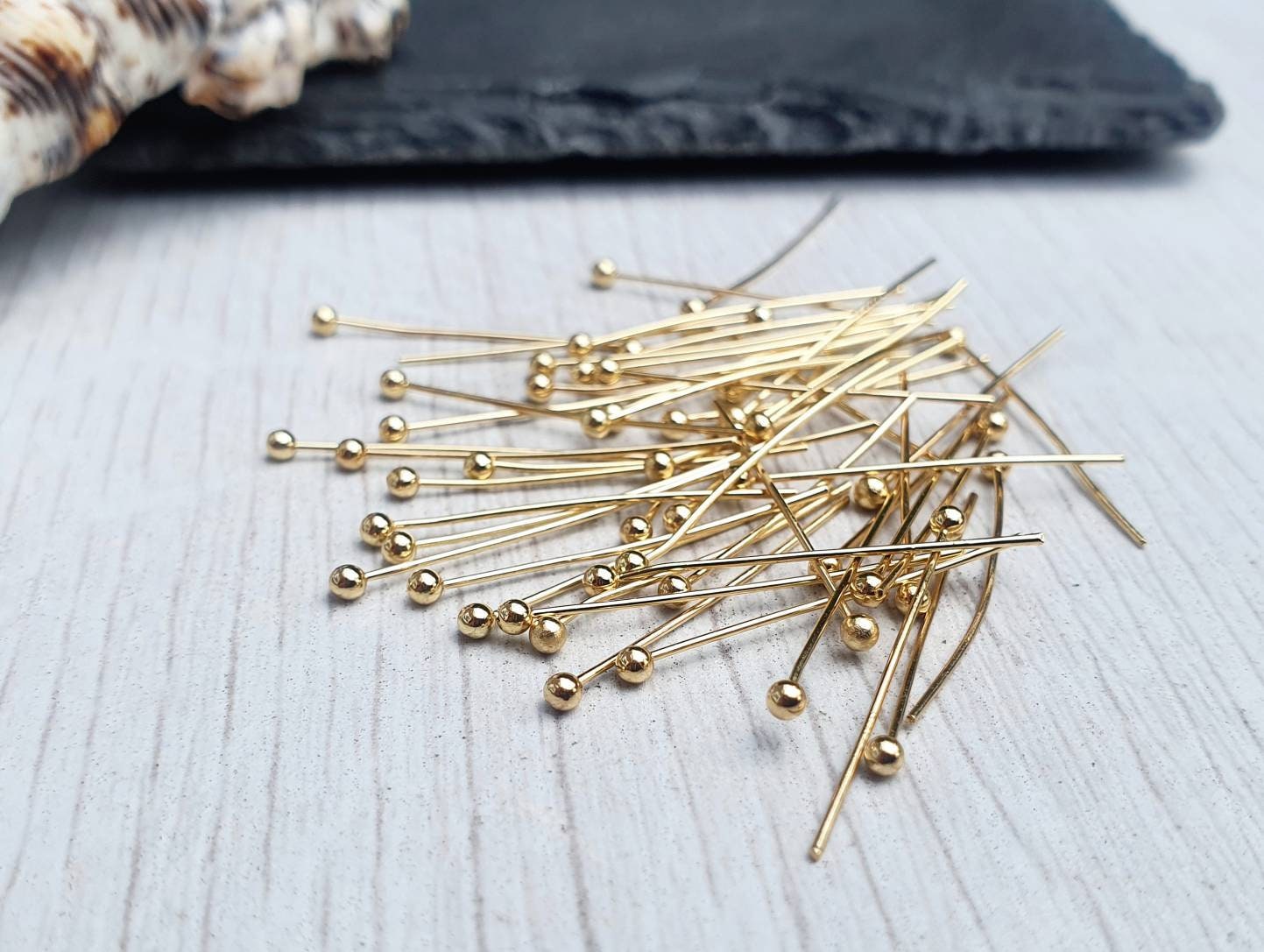 24g 18K Gold Plated Ball Head Pins | 1" Head Pins | 50 Pieces