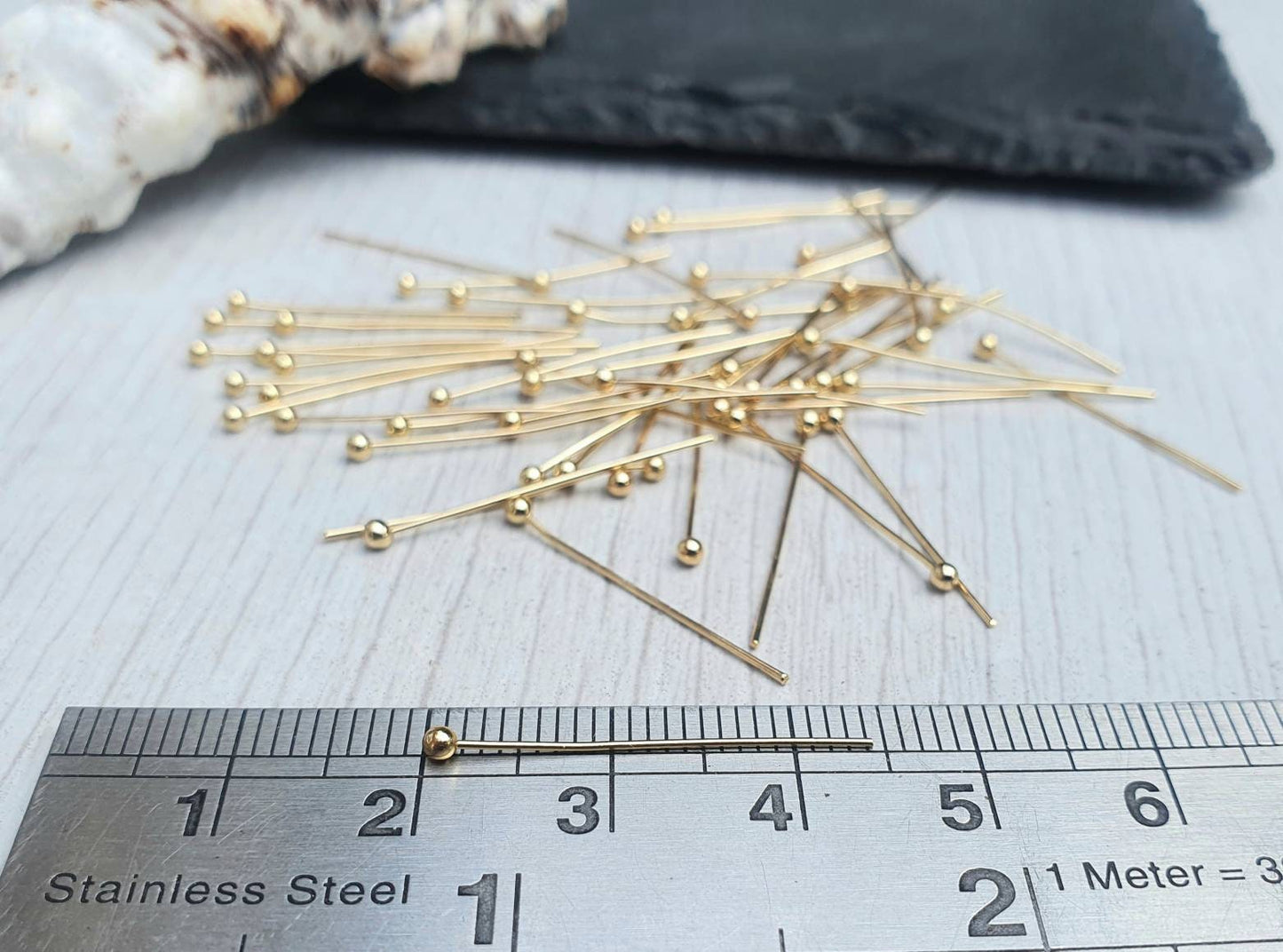 24g 18K Gold Plated Ball Head Pins | 1" Head Pins | 50 Pieces