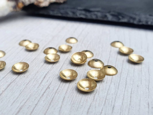 20pcs of 6mm Plain Raw Brass Bead Caps | Brass Metal Caps