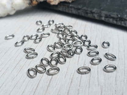 4 x 6mm Stainless Steel Oval Jump Rings | 18g Wire | 30 Pcs