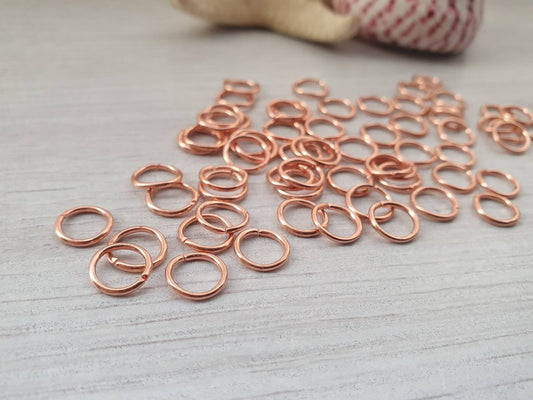 50pcs of 8mm Copper Jump Rings | 18g Wire