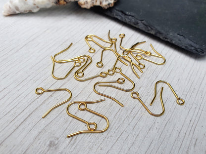 18K Gold Plated Hook Ear Wires | Plain Earring Hooks | 5 Pairs
