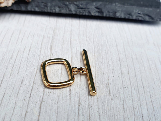 24K Gold Plated Rectangle Toggle Clasp | 1 Set