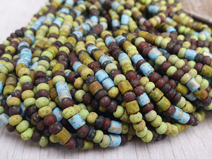 6/0 Matted Old Forest Picasso Seed Bead Mix | 4mm Beads | Full Strand