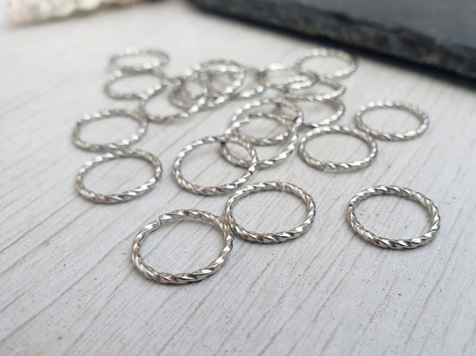 12mm Stainless Steel Twisted Open Jump Rings | 16g Wire | 20 pcs