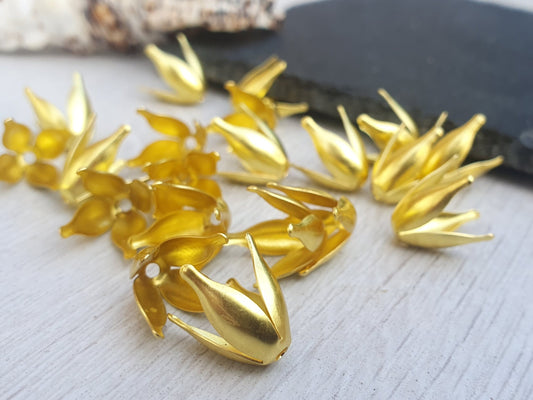 10 x 13mm Raw Brass Bell Flower End Caps | Bead Caps | 20 Pc