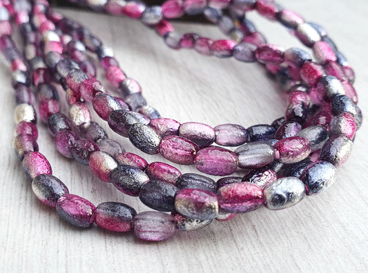 4 x 6mm Mauve Celestial Etched Rice Beads | Full Strand of 50 Beads