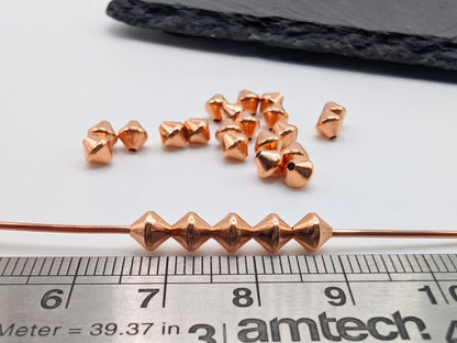 5mm Copper Bi-cone Beads | 25 Pcs | Genuine Copper Findings