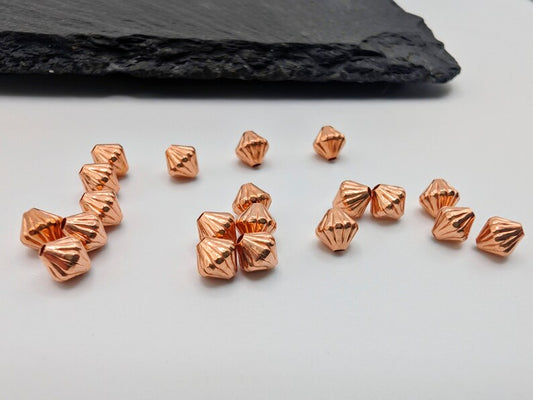 5mm Corrugated Copper Bi-cone Beads | 20 Pcs | Genuine Copper Findings