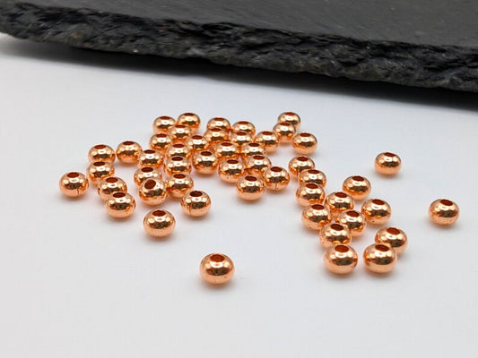 50 x 3mm Copper Rondelle Beads | Genuine Copper Beads | 3mm Beads | Pure Copper Findings