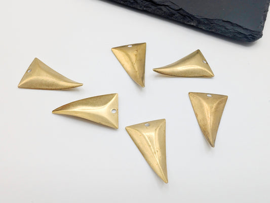26 x 16mm Raw Brass Cambered Triangle Pendants | 6 Pcs