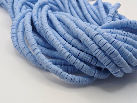 4mm Cornflower Blue Polymer Clay Beads | Vinyl Heishi Beads | 4mm Disc Beads x 2 Strands