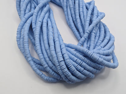 4mm Cornflower Blue Polymer Clay Beads | Vinyl Heishi Beads | 4mm Disc Beads x 2 Strands