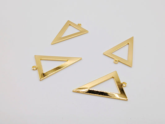 27 x 18mm 18K Gold Plated Brass Triangle Pendants | 4 Pcs