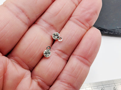 4mm Silver Plated Cubic Zirconia Studs with a Loop | 5 Pairs