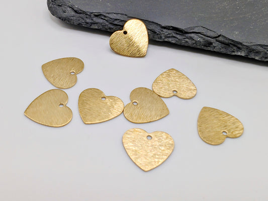 12.4 x 13.5mm Raw Brass Textured Heart Charm | 8 Pcs