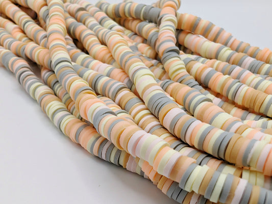 6mm Multicolour Polymer Clay Beads | Vinyl Heishi Beads | 6mm Disc Beads x 2 Strands