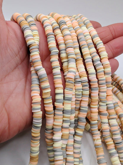 6mm Multicolour Polymer Clay Beads | Vinyl Heishi Beads | 6mm Disc Beads x 2 Strands