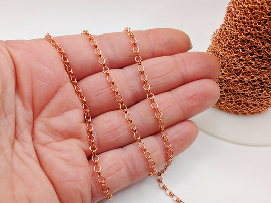 2.86 x 5.21mm Genuine Copper Ladder Chain  | Unsoldered Chain | BY THE FOOT