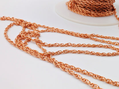 5/10 ft of 2.53 mm Genuine Copper UNSOLDERED Rope Chain | 2.53 x 3.58 mm Links