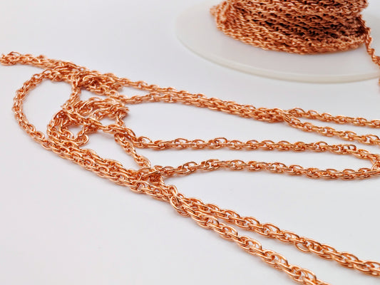 5/10 ft of 2.53 mm Genuine Copper UNSOLDERED Rope Chain | 2.53 x 3.58 mm Links