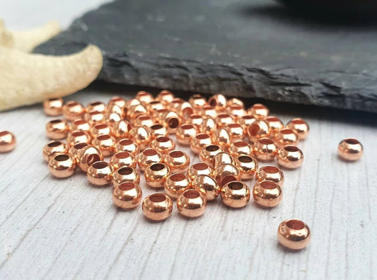50 pcs - 4mm Copper Rondelle Beads - Genuine Copper Beads - 4mm Beads - Pure Copper Findings