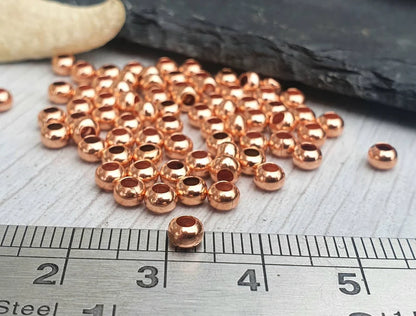50 pcs - 4mm Copper Rondelle Beads - Genuine Copper Beads - 4mm Beads - Pure Copper Findings