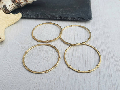 32 x 33mm Raw Brass Hoops With 5 Holes | 4 Pcs