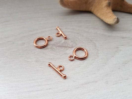 2 Sets Of 9mm Copper Toggle Clasp - Genuine Copper Findings - Solid Copper Clasp - Round Toggle
