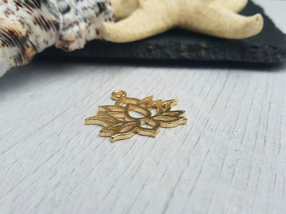 24 x 24mm Gold Plated Lotus Flower Pendant | 1 Pc