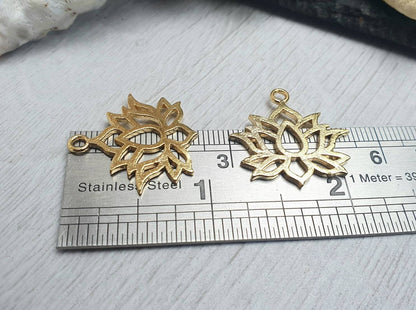 24 x 24mm Gold Plated Lotus Flower Pendant | 1 Pc