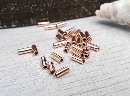 5 x 2mm Rose Gold Plated Tube Beads | Tubular Spacer Beads | 20 Pcs