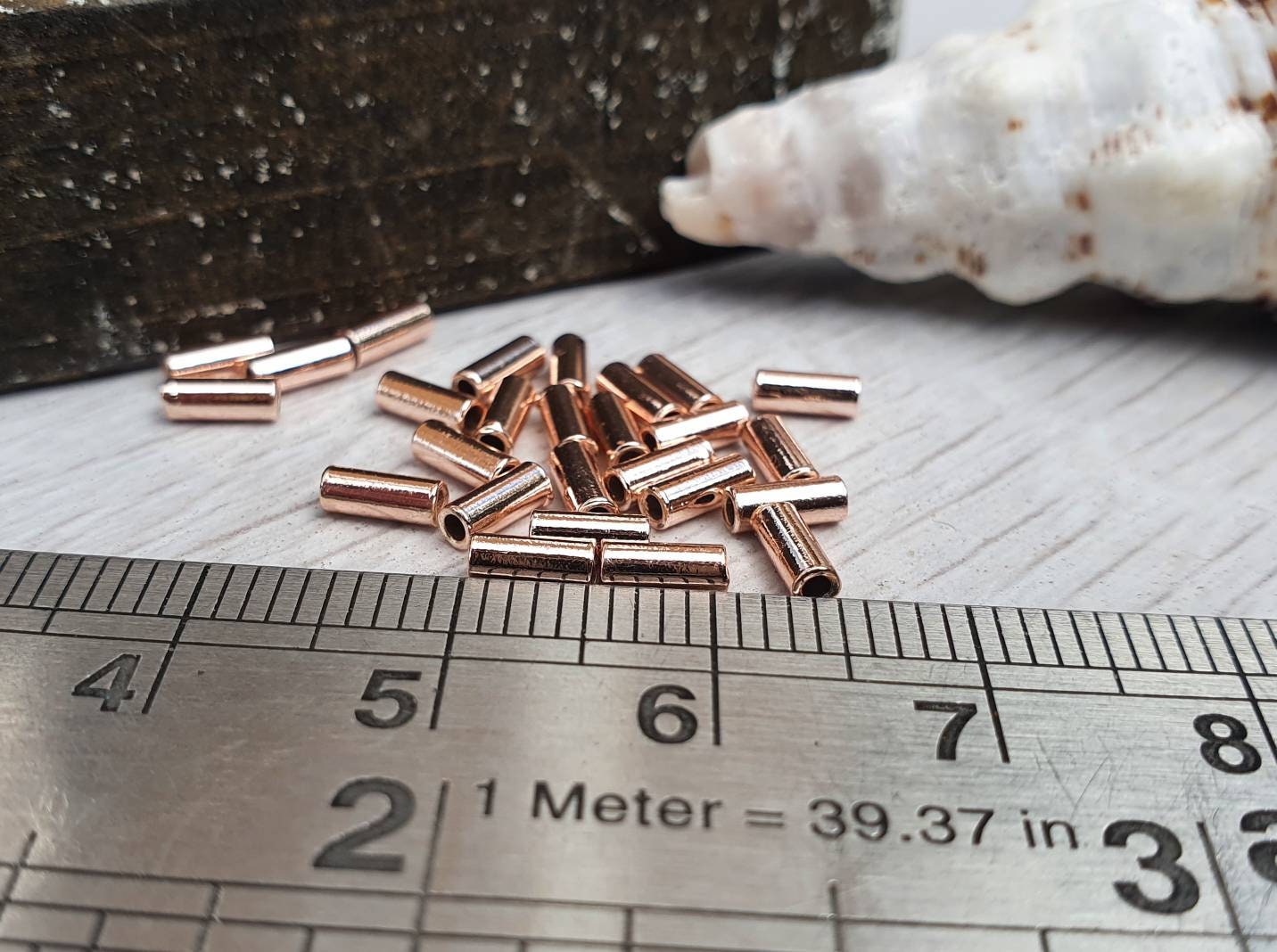5 x 2mm Rose Gold Plated Tube Beads | Tubular Spacer Beads | 20 Pcs