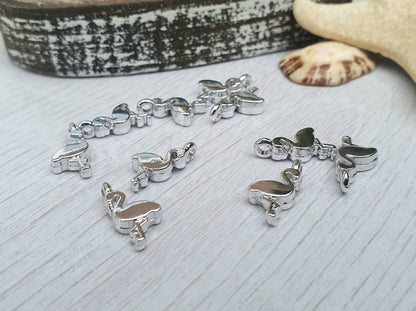 15 x 7.5mm Silver Plated Flamingo Charms | 10Pcs