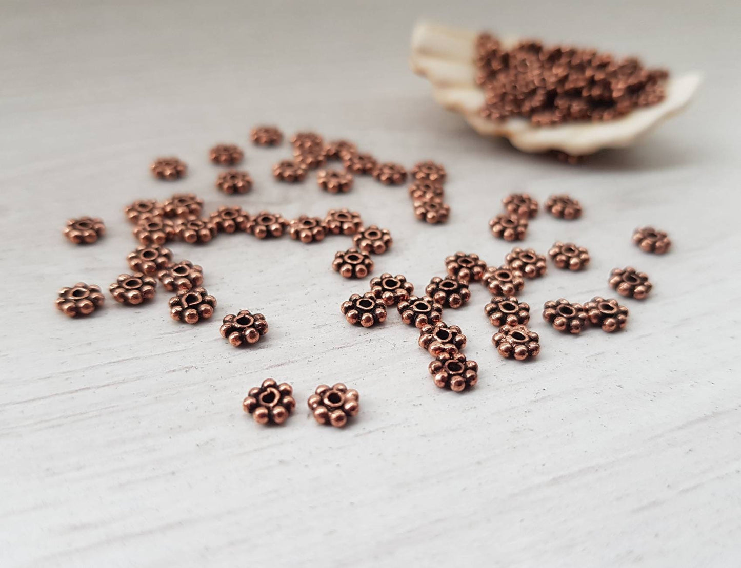 4mm Genuine Copper Daisy Spacer Beads | Bali Beads | 20 Pieces