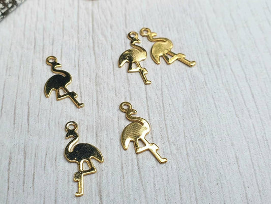 6.5 x 13mm Gold Plated Flamingo Charms | 5Pcs