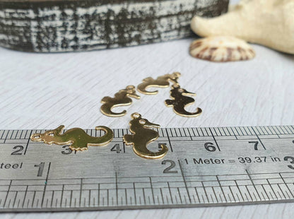 18 x 9mm Gold Plated Seahorse Charms | 5 Pcs