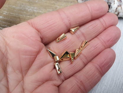 4 x 8mm Gold Plated triangle Spacer Beads | Slider Beads 10Pcs