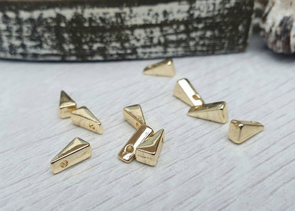 4 x 8mm Gold Plated triangle Spacer Beads | Slider Beads 10Pcs