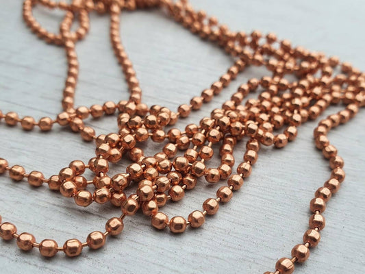2.4 mm Facetted Copper Ball Chain | Raw Copper Chain | 5/10/15/20 Foot Lengths
