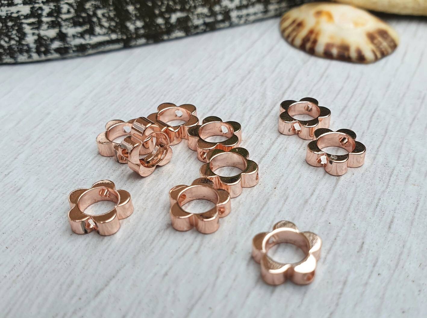 8mm Rose Gold Plated Cut Out Flower Beads Spacer Beads 10Pcs