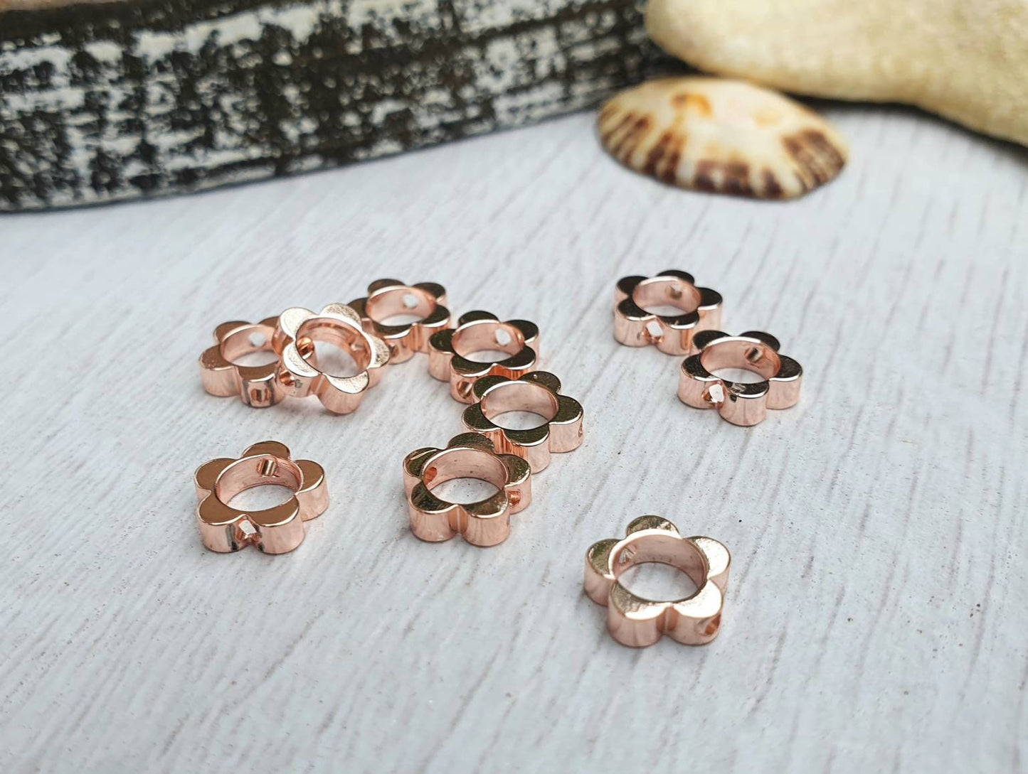 8mm Rose Gold Plated Cut Out Flower Beads | Spacer Beads | 10Pcs