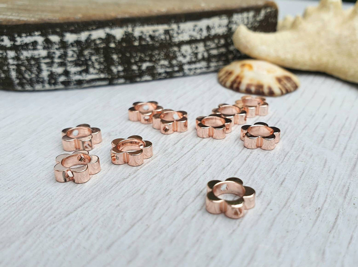 8mm Rose Gold Plated Cut Out Flower Beads | Spacer Beads | 10Pcs