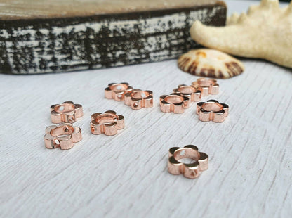8mm Rose Gold Plated Cut Out Flower Beads | Spacer Beads | 10Pcs