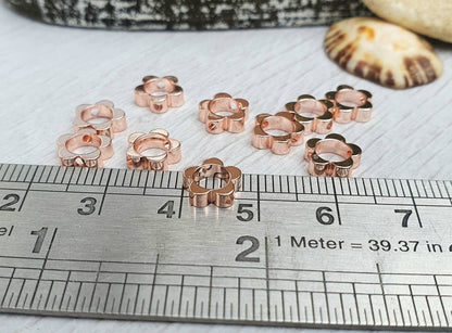 8mm Rose Gold Plated Cut Out Flower Beads | Spacer Beads | 10Pcs