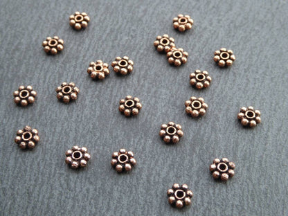 6mm Genuine Copper Daisy Spacer Bali Beads | 10 pcs