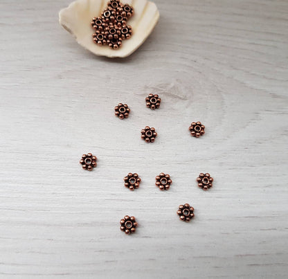 6mm Genuine Copper Daisy Spacer Bali Beads | 10 pcs